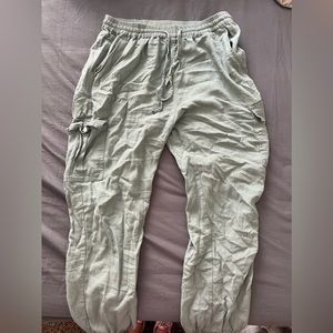 Teal Linen Summer Beachy Pants